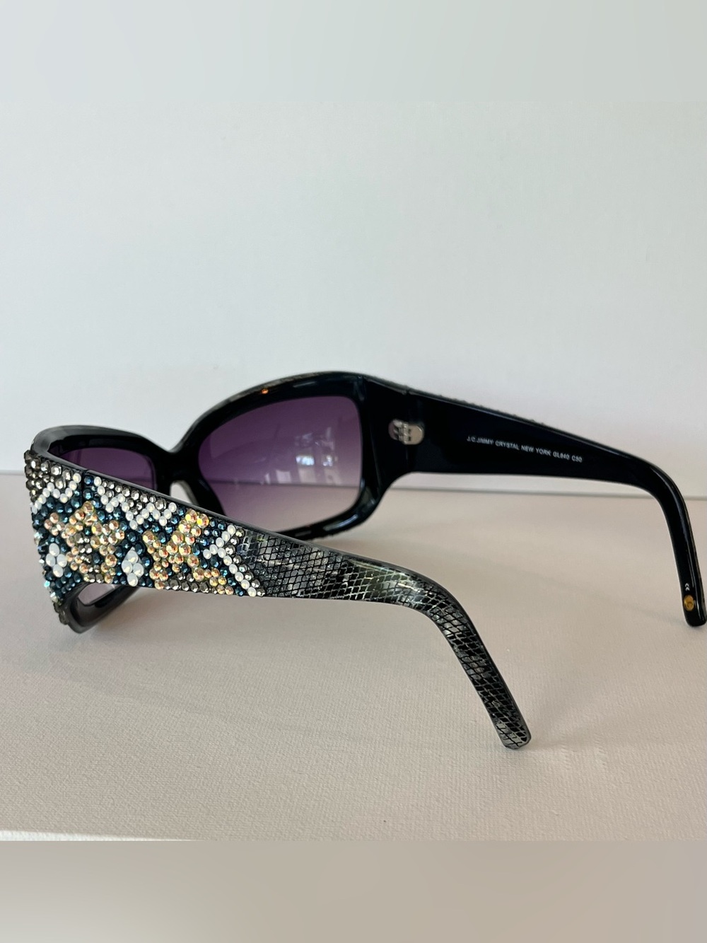 Jimmy Crystal GL840 C50 Swarovski Butterfly Oversized Sunglasses Black - Picture 5 of 8